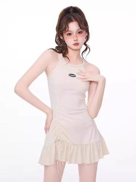 【YOOE】新款2025连体【两件套吊带泳衣 】女式学生运动美式保守遮肉显瘦 度假海边速干游泳装 抽绳设计款泳装