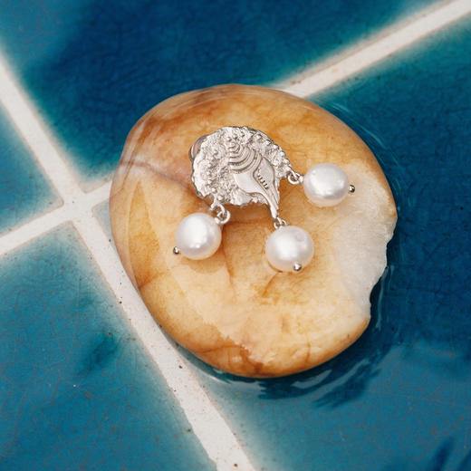 lost in echo2025夏新款度假复古高级925银耳针金币珍珠耳环耳坠 商品图1