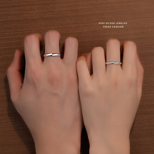【天生一对】S999足银简约光面素圈戒指【YXS-F623】 商品图2