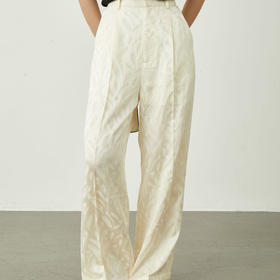 洛诗琳10628气质醋酸西装裤2025夏季新款国风提花阔腿直筒裤0582