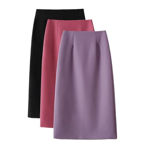 丁摩 气质半身裙女高腰显瘦后开叉A字中长裙高级感垂感西装裙子5ZF-802 商品图4