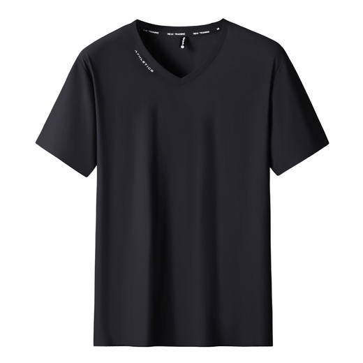 【DK】大依优型大码冰丝V领短袖T恤弹力半袖夏季加肥加大肥佬休闲运动宽松透气弹力男装上衣 商品图6