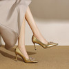 【预售5天】春季新款时尚水钻尖头奶白色鞋气质百搭浅口单鞋细跟高跟女鞋ZF&25012 商品缩略图2