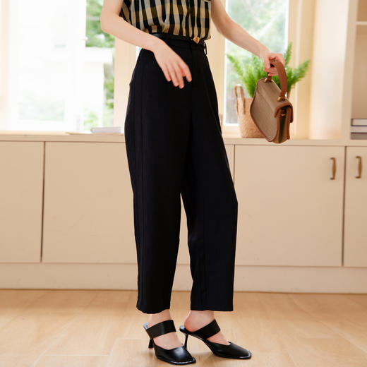 谜底休闲萝卜裤女士2025夏新款通勤百搭高腰宽松九分裤256MK6275 商品图1