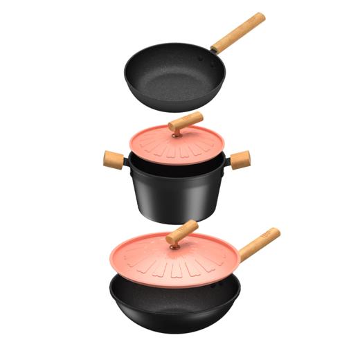 IBF艾博菲艾博菲繁花炒锅汤锅煎锅锅具套装精铁套装三件套【K】 商品图3