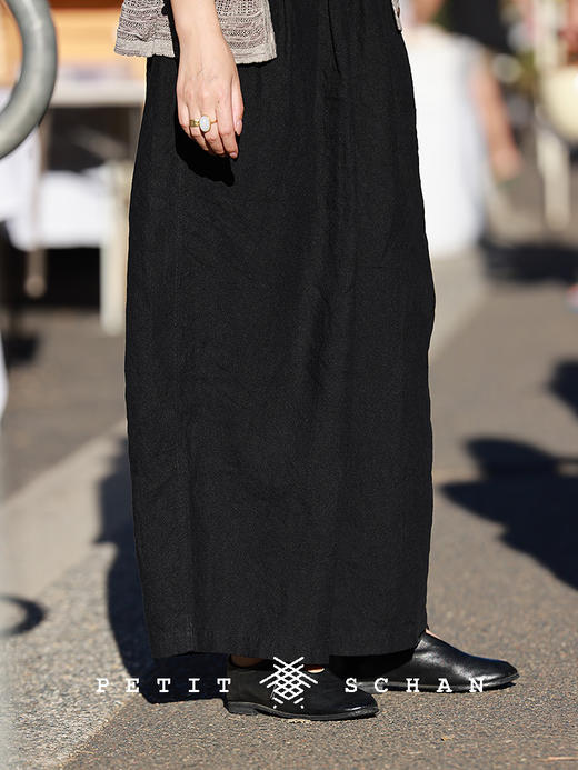 PETIT SCHAN小闪 CLO#798 deep breathing 身呼吸 纯亚麻松紧腰九分阔腿裤 商品图2