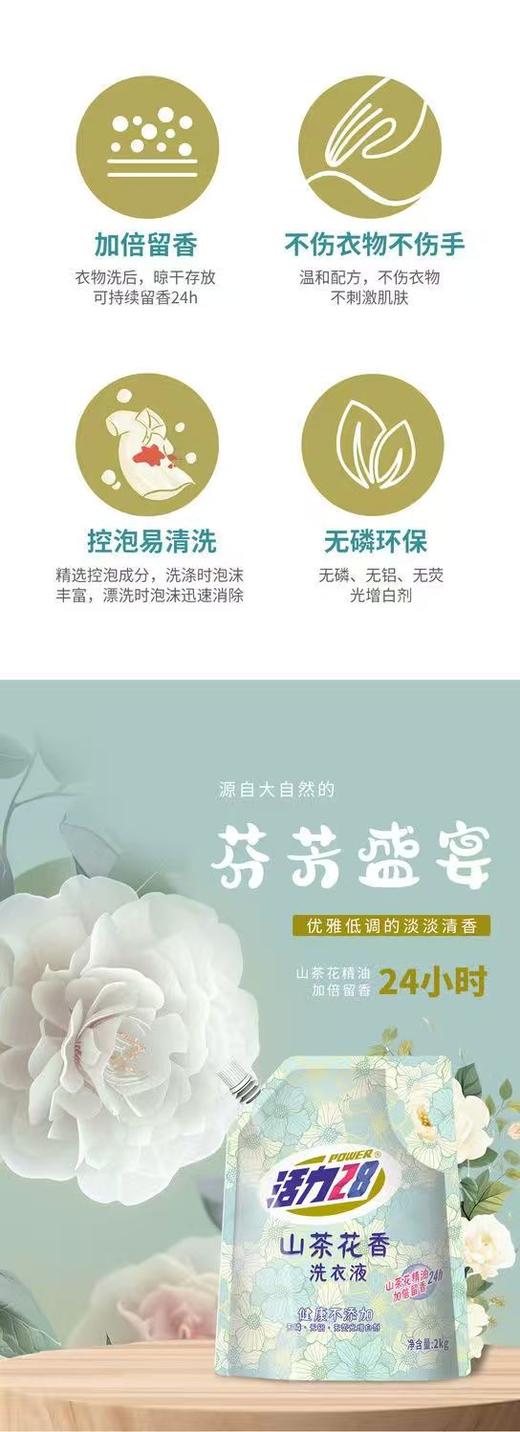 活力28山茶花洗衣液2kg持久留香深层清洁除菌除螨实惠装 商品图4