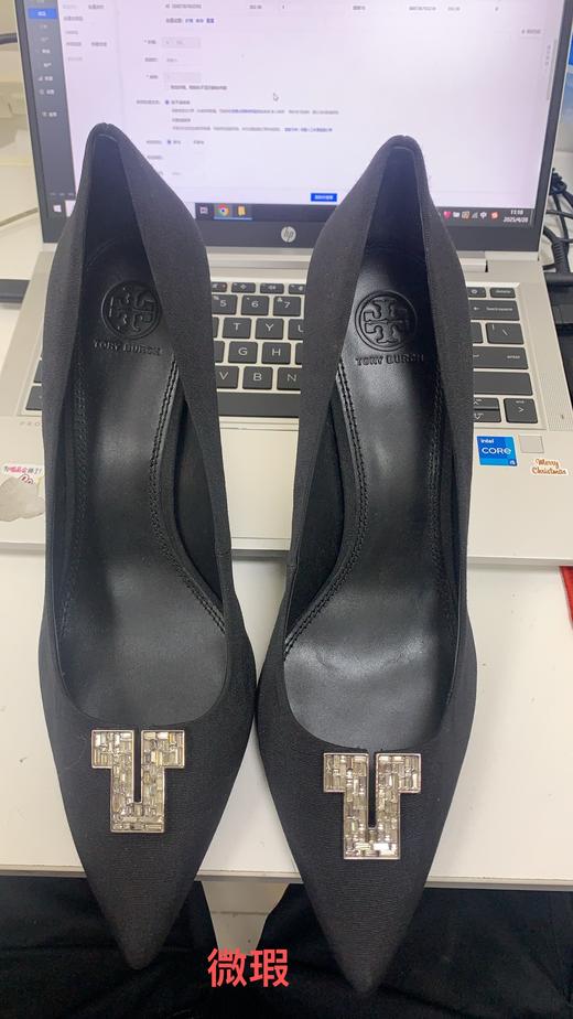 888736765239  汤丽柏琦Tory Burch   Tory Burch女款黑色金属钻尖头高跟鞋 商品图5