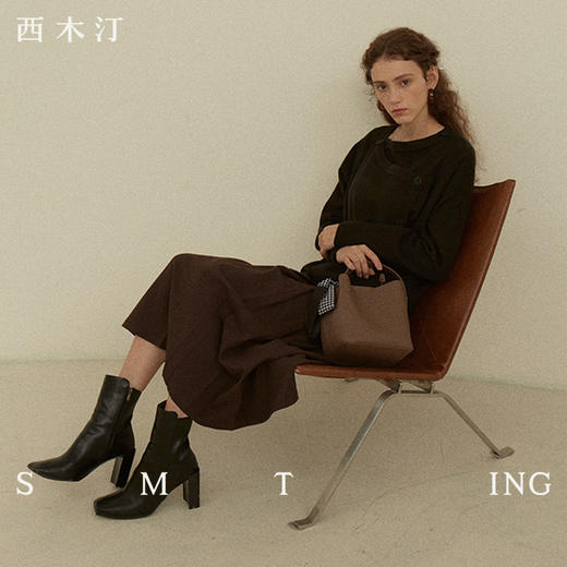 96561【柔见定制专属】西木汀 时光情怀 牛皮手提水桶包女斜挎包小众单肩女包 商品图4