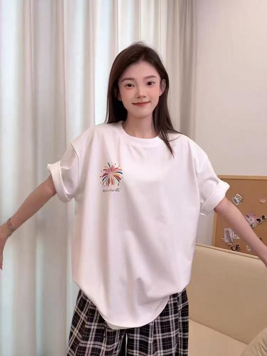 工厂直促价【100%棉】情侣（烟花-侧标）柯式印花短袖T恤-喜出 商品图4