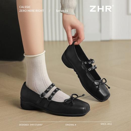 ZHR则则芭蕾鞋2025新款浅口单鞋蝴蝶结晚晚气质女鞋玛丽珍小皮鞋 商品图6