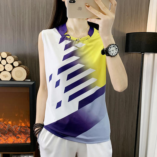 丁摩 无袖背心速干衣男女跑步运动休闲t恤情侣款排球乒乓羽毛球服5ZF-6006 商品图5