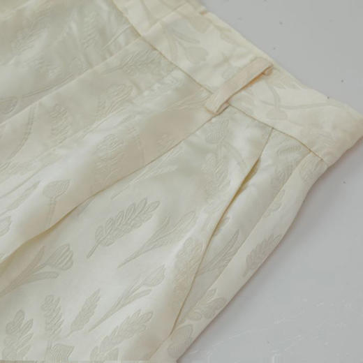 洛诗琳10628气质醋酸西装裤2025夏季新款国风提花阔腿直筒裤0582 商品图4