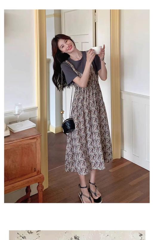 ✨法式温柔风初恋长裙【碎花拼接假2件连衣裙】腰部抽绳设计，上半身有弹力，包容性强，不勒 商品图8