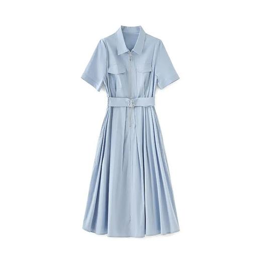 【高货wl】全新升级【铂金会员330/天猫449/差价119】(04115) 洛诗琳简约通勤休闲气质高腰半拉链衬衫裙夏季新款连衣裙 商品图4