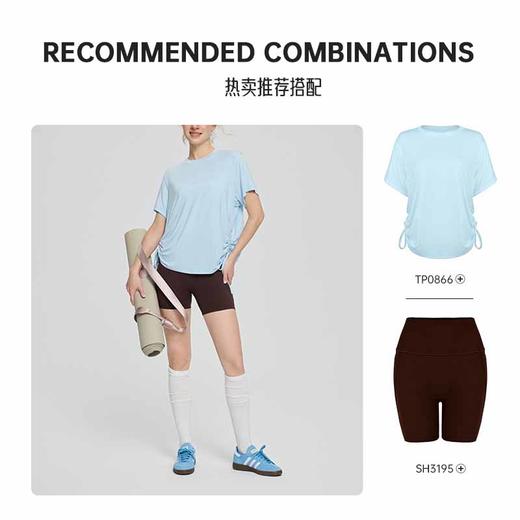 跃牌【周游世界系列】春夏新款高腰收腹侧口袋跑步健身提臀裸感运动无尴健身裤SH3195 商品图3