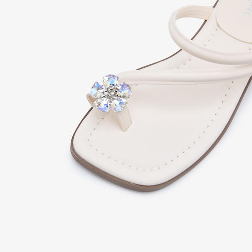 西遇夹趾凉拖鞋女外穿夏季新款平底鞋仙女风水钻配裙低跟凉鞋D0956672 商品图6