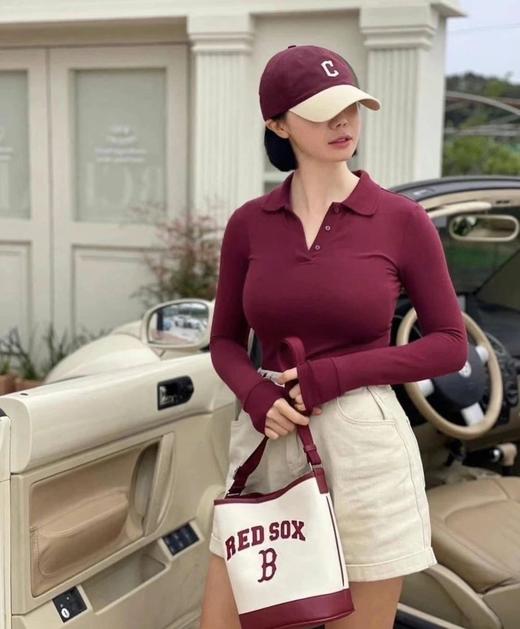 严选 | MLB休闲帆布水桶包 深奶油&酒红/深奶油&黑色/靛蓝色 22*14*24cm 商品图3