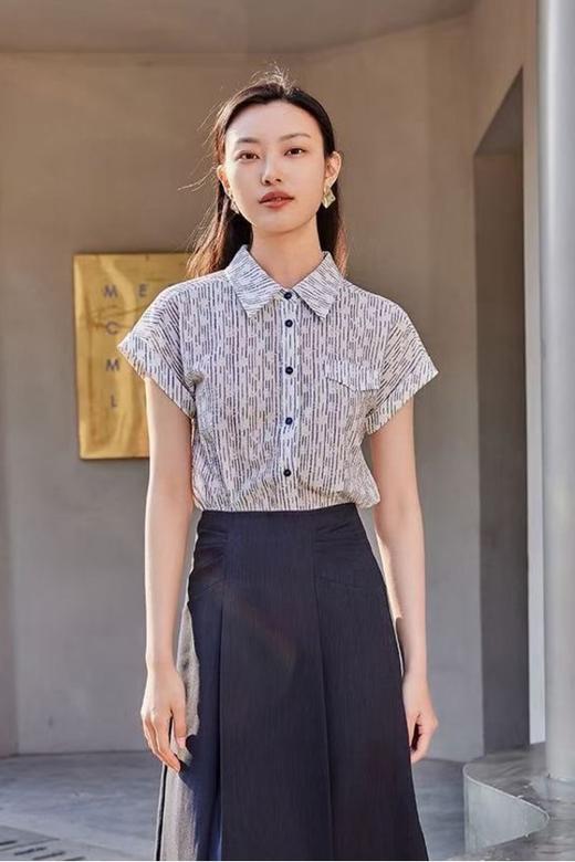 Le Malene 通勤简约百搭蓝色条纹衬衫 18331 商品图0