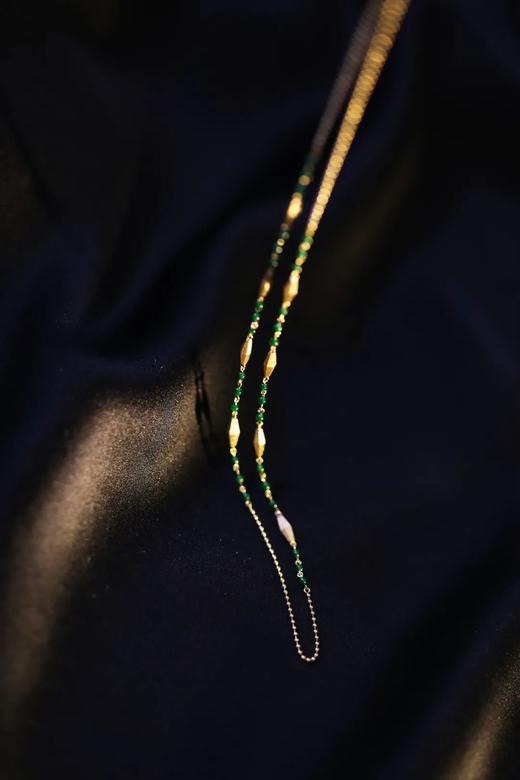 翡翠与黄金的流金岁月之河 | 帝王绿黄金古董感项链 商品图4