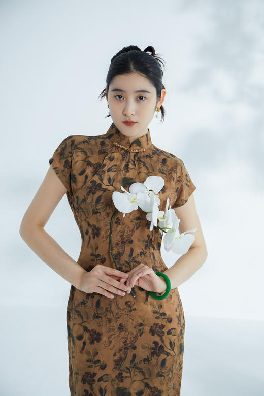 荷言GL 染衣 复古写意印花传统古法旗袍绳结一字扣 商品图1