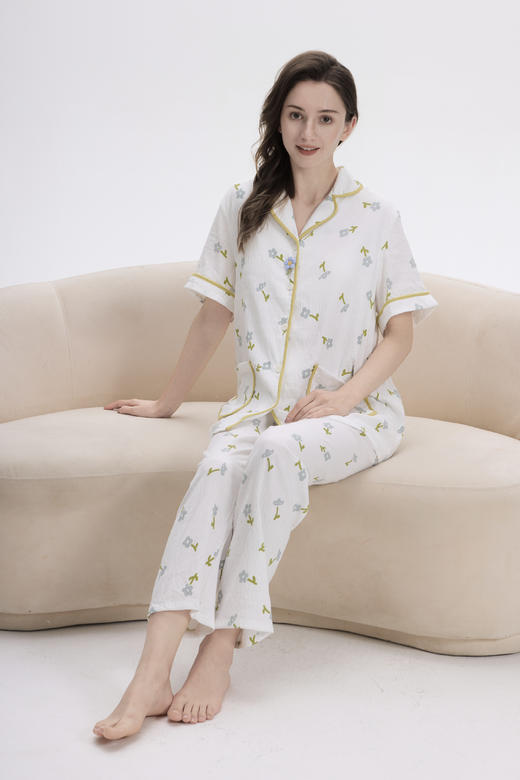 连绵·棉感涤碎花三件套 (短袖+长裤+短裤) 胸垫款 商品图6