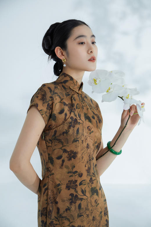 荷言GL 染衣 复古写意印花传统古法旗袍绳结一字扣 商品图2