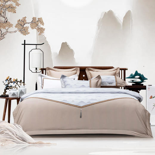 多喜爱IP款 山海经 60S贡缎长绒棉四件套（昭瑶 山海静遇 山灵曼路  山川意境  云海文鳐  青莲云鳐 云深之处  夜阑谣  墨色江山） 商品图8