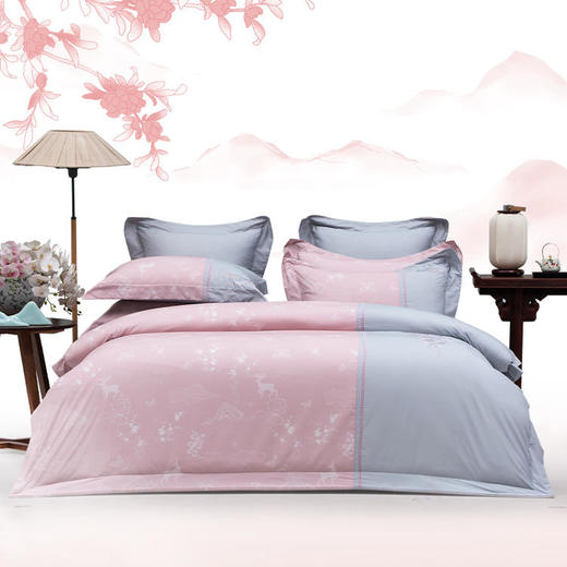 多喜爱IP款 山海经60S贡缎磨绒四件套（云深见鹿 纵横山海 雅韵文鳐 花开荼蘼 文鳐金樽 山海鸣灵 竹海听风 文鳐观潮 梦满枝 月涌天河 鹿松和鸣 夫诸杏林 鳐绘花韵 云雾缥缈） 商品图8