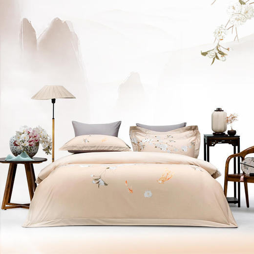多喜爱IP款 山海经60支贡缎长绒棉四件套（奔赴山海 傲岸之山 锦绣山海 桃园秘境 林间夫诸 繁花似梦 守护夫诸 落花文鳐 金辉尽绘 文鳐澜心 花间闲逸 凌云山语 文鳐逸韵） 商品图11