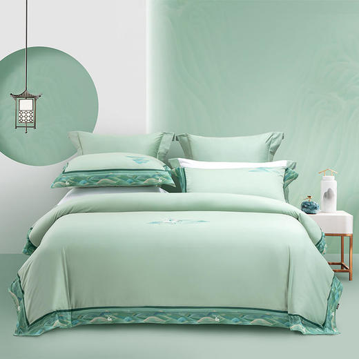 多喜爱IP款 山海经 60S贡缎长绒棉四件套（昭瑶 山海静遇 山灵曼路  山川意境  云海文鳐  青莲云鳐 云深之处  夜阑谣  墨色江山） 商品图2