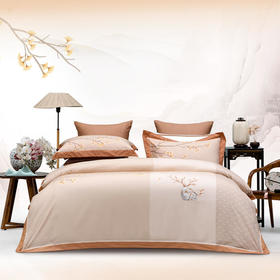 多喜爱IP款 山海经60S贡缎磨绒四件套（云深见鹿 纵横山海 雅韵文鳐 花开荼蘼 文鳐金樽 山海鸣灵 竹海听风 文鳐观潮 梦满枝 月涌天河 鹿松和鸣 夫诸杏林 鳐绘花韵 云雾缥缈）