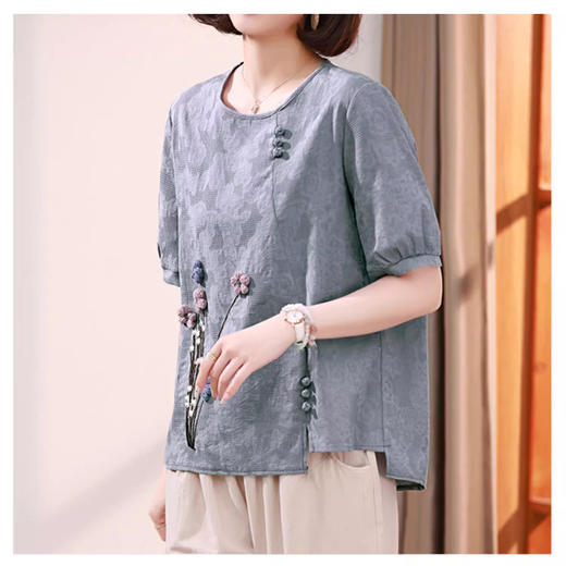 裁缝学苑AS472中老年圆领上衣裤子套装纸样女装T恤短袖新款棉麻上衣样板 商品图6