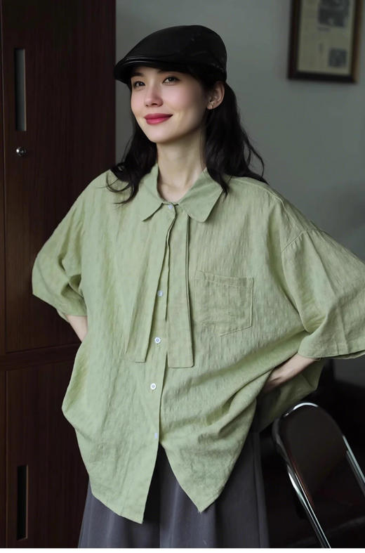 裁缝学苑AQ459复古设计感短袖衬衫纸样女装显瘦衬衣上衣样板图纸 商品图6