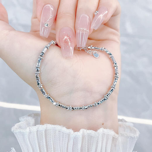 【限时8.8折】【线上铂金馆】PT950 铂金空心可调节蹦迪珠筒珠间珠手链（内为铂金链）(PTSL00005)预售产品下单后不退款不退货不换货不补差价) 商品图3