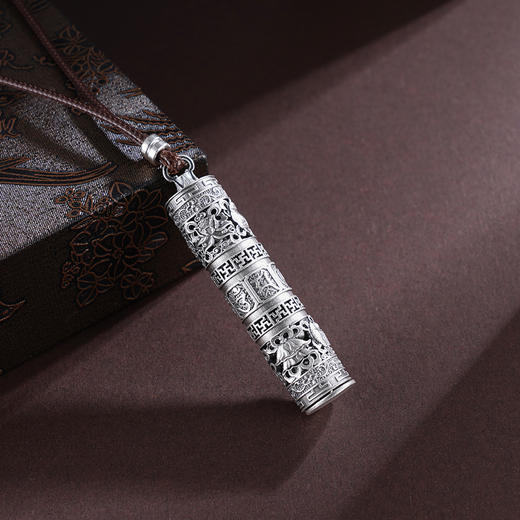 子佩集S999银【护佑福缘】套链【CD0648】纯银可抽出圆柱观音项链2504 商品图1