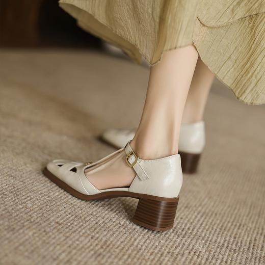 手工女鞋包头粗跟凉鞋女夏外穿软底软面真皮镂空罗马鞋子5CM 商品图4