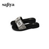 预售10天|Safiya/索菲娅2025夏季外穿一字拖气质时尚方钻扣圆头露趾拖鞋SFD2110368 商品缩略图10