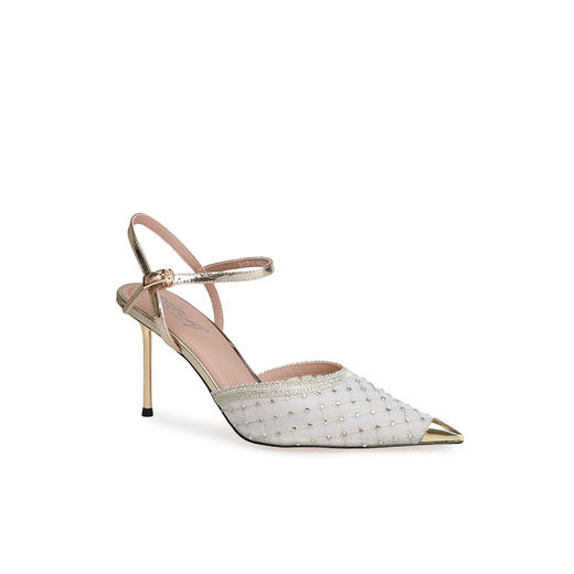 豪麟名鞋奥莱迪嘉女鞋半凉鞋织物+牛皮革DJJPA51WB018金色  原价1960元 商品图0