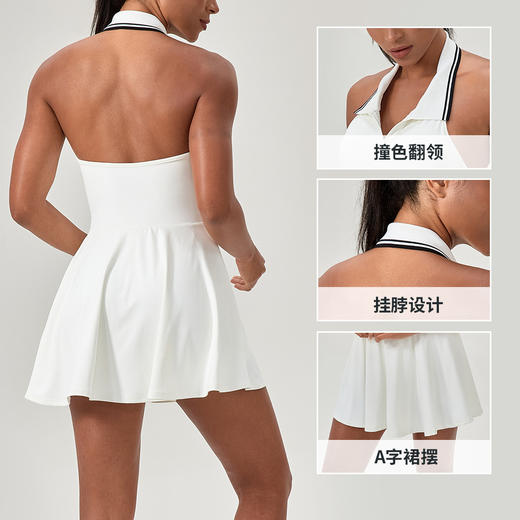 跃牌【欲动春风】系列 运动网球裙女挂脖健身连体裙撞色翻领高尔夫球裙52174 商品图1