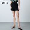 EITIE爱特爱夏季新款简约高腰显瘦黑色直筒休闲舒适短裤7805503 商品缩略图0
