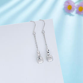 【限时8.8折】【线上铂金馆】PT950 #CNC 铂金空心CNC蹦迪珠鱼鳞几何方块流苏耳饰耳吊耳钩(PTES00001)预售产品下单后不退款不退货不换货不补差价)