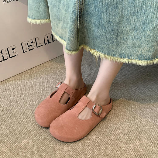 2025新款勃肯拖鞋！复古T字扣包头半拖加肥加宽大码女鞋！ 商品图1