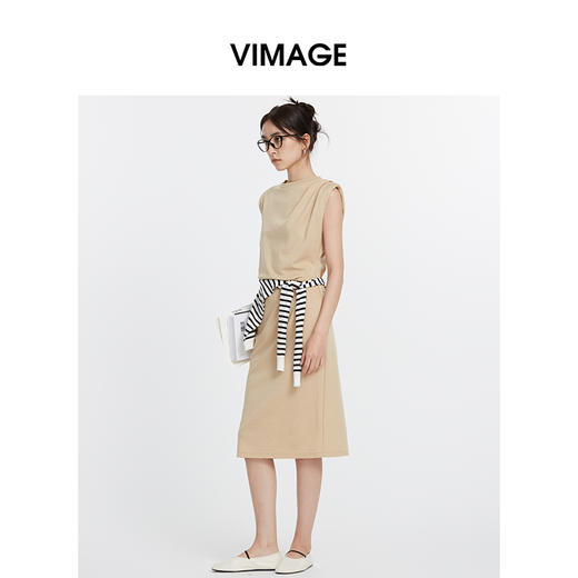 VIMAGE纬漫纪夏季新款时尚通勤无袖收腰显瘦连衣裙V2107728 商品图0
