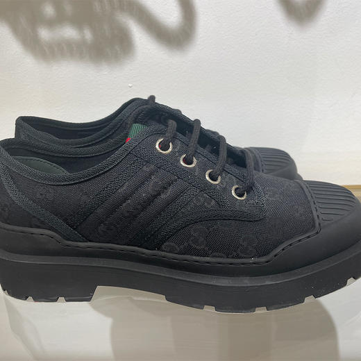 GUCCI 古驰 男士 GG 帆布织带条纹系带休闲鞋 黑色 812195 FAD2I 1044 商品图3