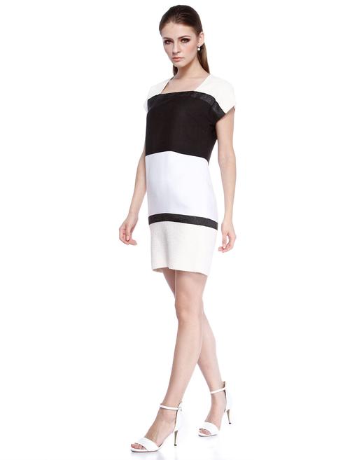 4894415256246  JOAN&DAVID 米白/黑色典雅拼接短袖连衣裙 商品图3