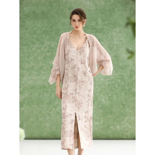 COCOBELLA[棠梨映夏]时尚新中式连衣裙奢感度假吊带裙FR0082 商品图3