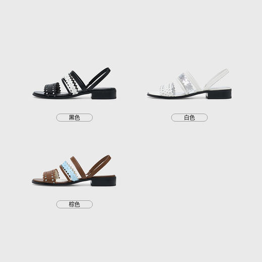 lost in echo2025春夏新款时尚布洛克撞色镂空多条带轻便平底凉鞋 商品图1