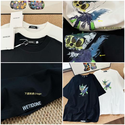 点此购买 We11done夏季男女款小怪兽涂鸦刺绣短袖T恤 LL 317012 商品图14