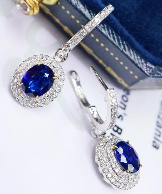 2.08ct刻面蓝宝石耳钉 商品图1